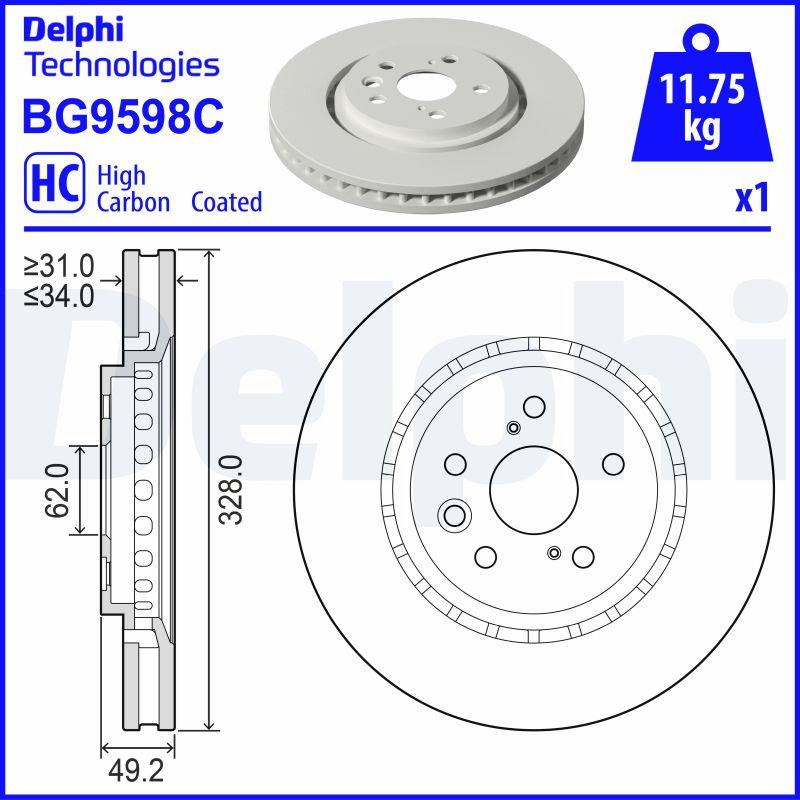 Delphi BG9598C - Тормозной диск abcparts.ee