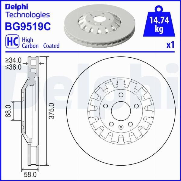 Delphi BG9519C - Тормозной диск abcparts.ee
