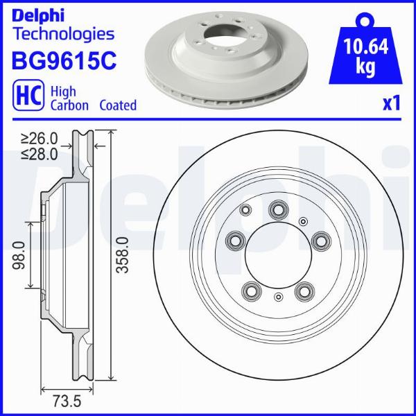 Delphi BG9615C - Тормозной диск abcparts.ee