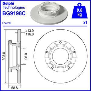 Delphi BG9198C - Тормозной диск abcparts.ee