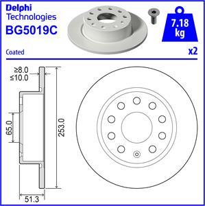 Delphi BG5019C-18B1 - Тормозной диск abcparts.ee