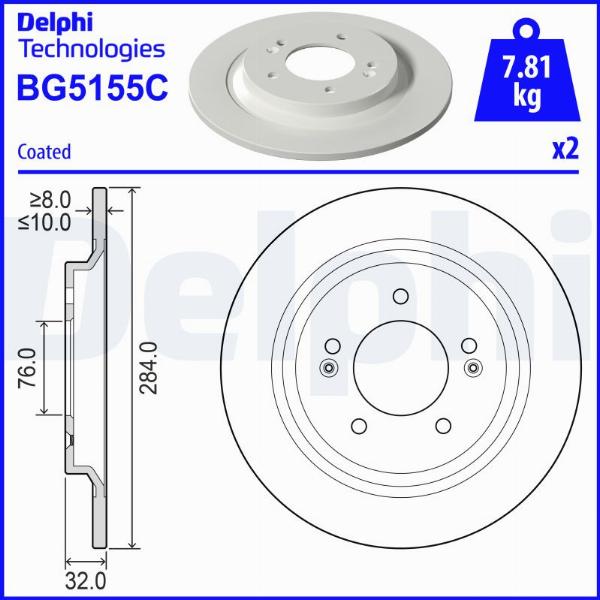 Delphi BG5155C - Тормозной диск abcparts.ee