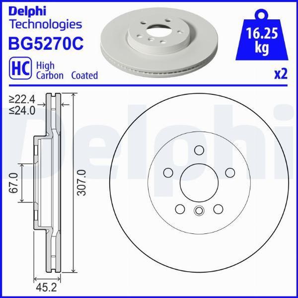 Delphi BG5270C - Тормозной диск abcparts.ee