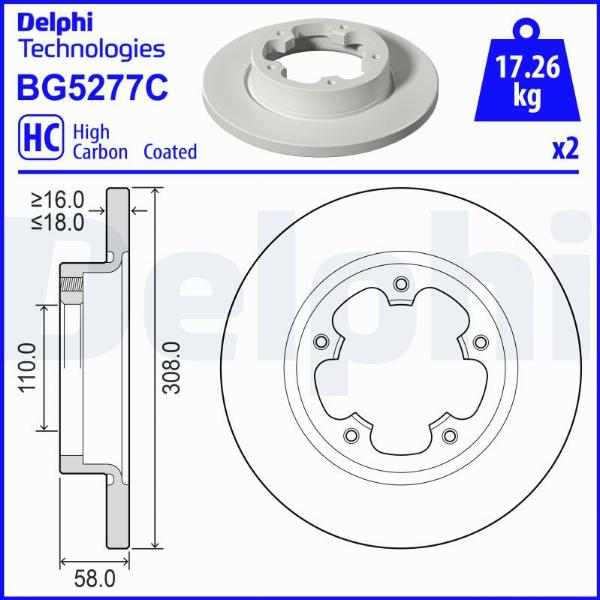 Delphi BG5277C - Тормозной диск abcparts.ee