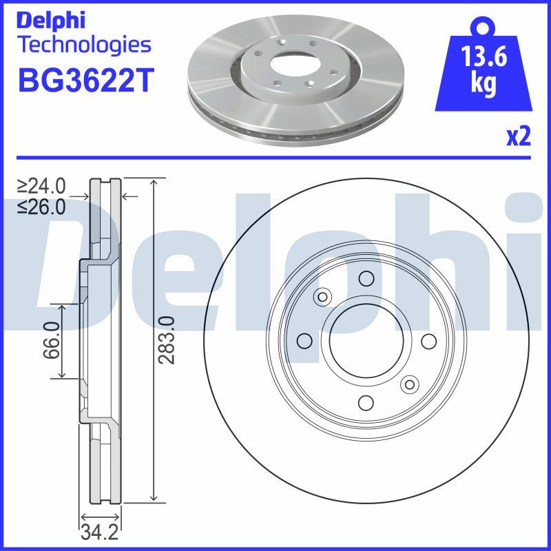 Delphi BG3622T - Тормозной диск abcparts.ee