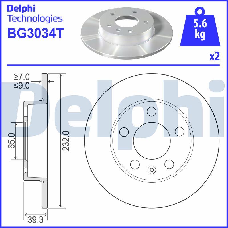 Delphi BG3034T - Тормозной диск abcparts.ee