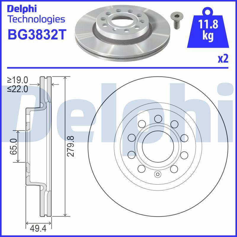 Delphi BG3832T - Тормозной диск abcparts.ee