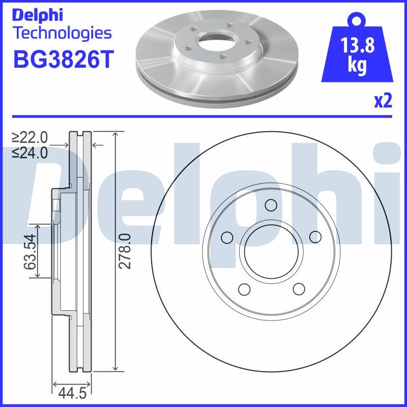 Delphi BG3826T - Тормозной диск abcparts.ee