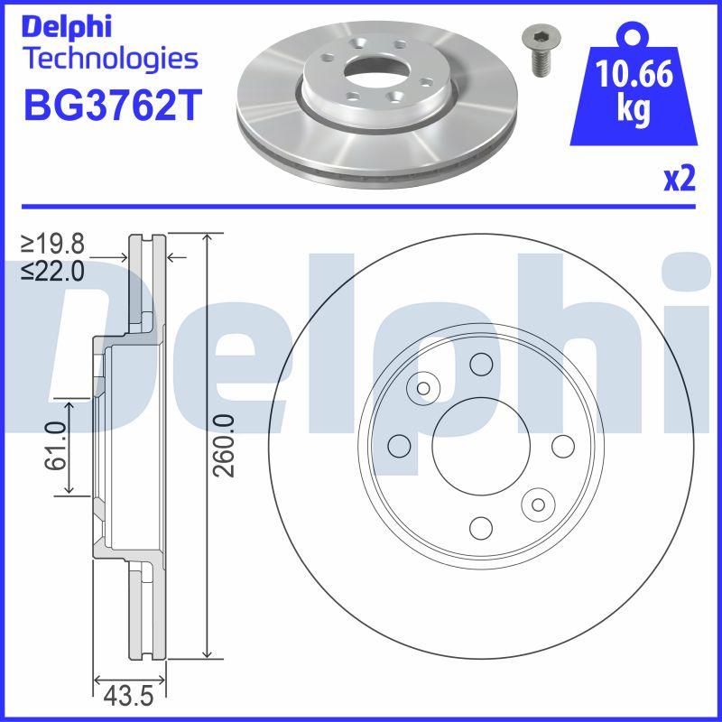 Delphi BG3762T - Тормозной диск abcparts.ee