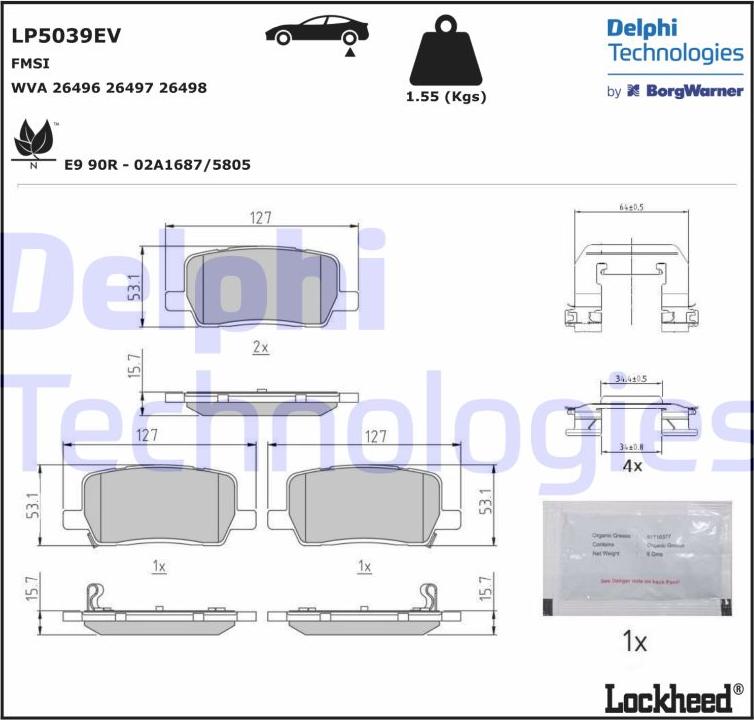 Delphi LP5039EV - Тормозные колодки, дисковые, комплект abcparts.ee