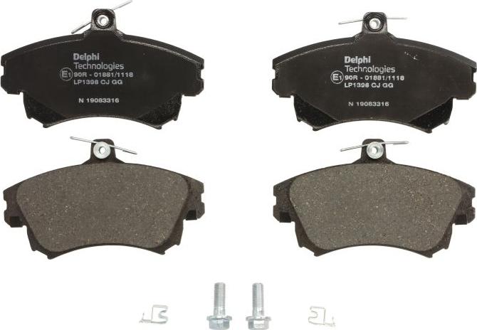 Delphi LP1398 - Тормозные колодки, дисковые, комплект abcparts.ee