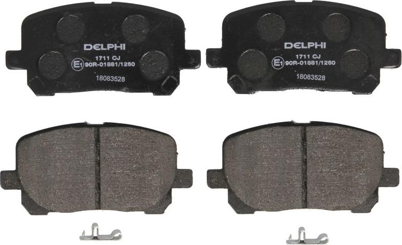 Delphi LP1711 - Тормозные колодки, дисковые, комплект abcparts.ee