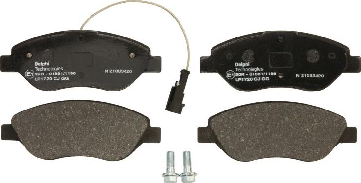 Delphi LP1720 - Тормозные колодки, дисковые, комплект abcparts.ee