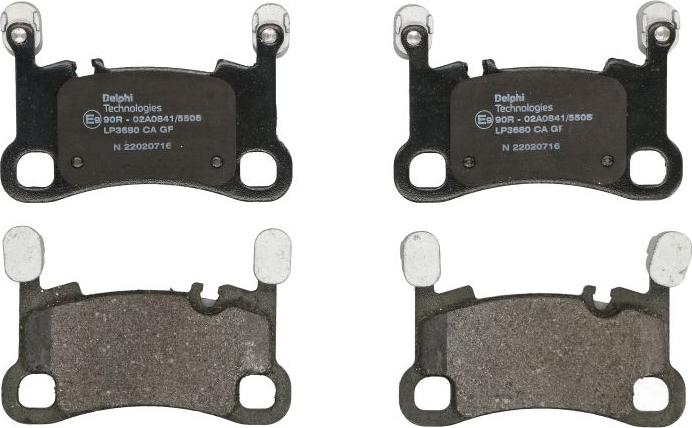 Delphi LP3680 - Тормозные колодки, дисковые, комплект abcparts.ee