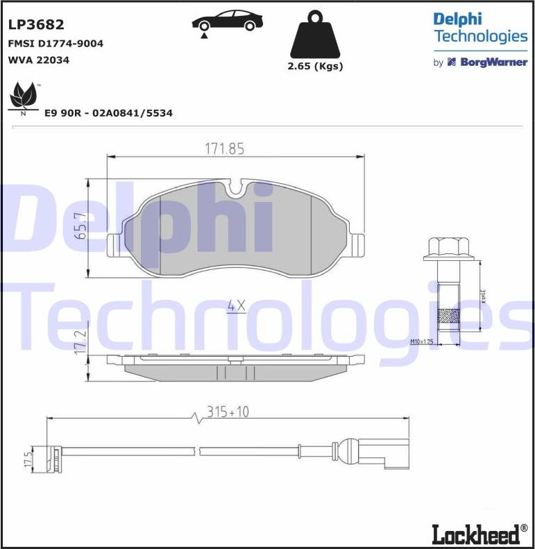Delphi LP3682 - Тормозные колодки, дисковые, комплект abcparts.ee