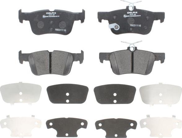 Delphi LP3151 - Тормозные колодки, дисковые, комплект abcparts.ee