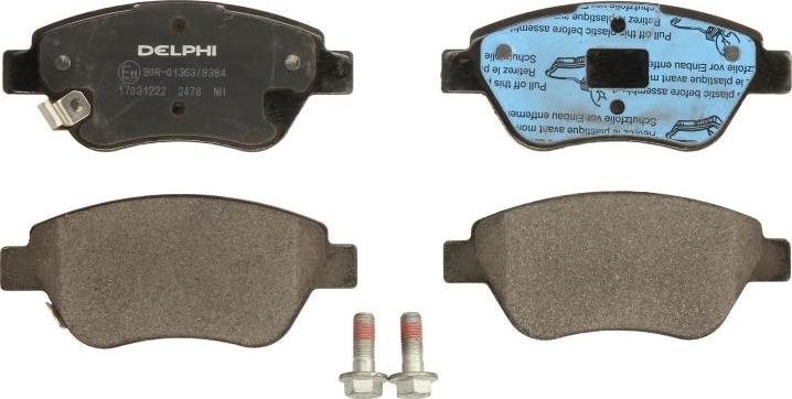 Delphi LP2478 - Тормозные колодки, дисковые, комплект abcparts.ee