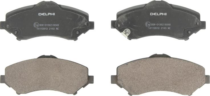 Delphi LP2143 - Тормозные колодки, дисковые, комплект abcparts.ee