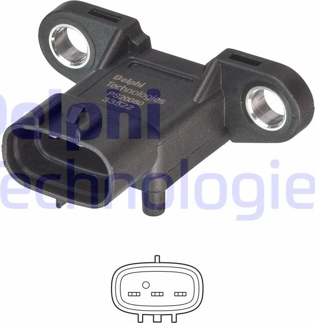 Delphi PS20080-12B1 - Датчик, давление во впускной трубе abcparts.ee