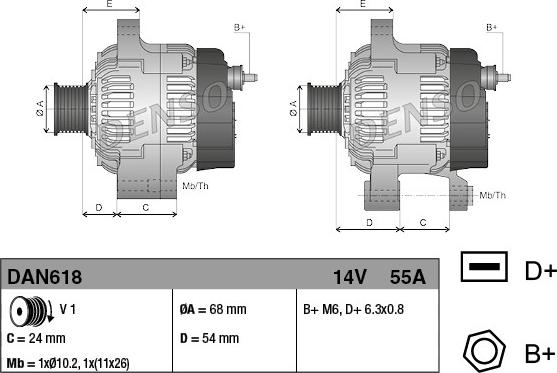 Denso DAN618 - Генератор abcparts.ee