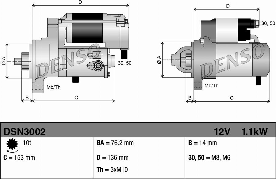 Denso DSN3002 - Стартер abcparts.ee