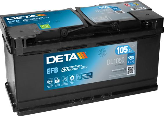 DETA DL1050 - Стартерная аккумуляторная батарея, АКБ abcparts.ee