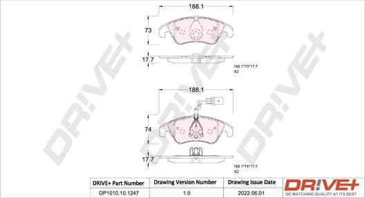 Dr!ve+ DP1010.10.1247 - Тормозные колодки, дисковые, комплект abcparts.ee