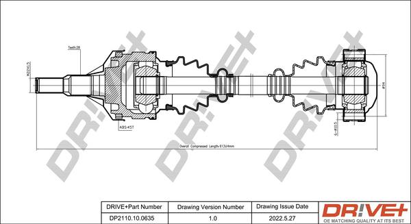Dr!ve+ DP2110.10.0635 - Приводной вал abcparts.ee