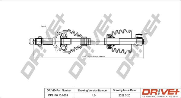 Dr!ve+ DP2110.10.0309 - Приводной вал abcparts.ee