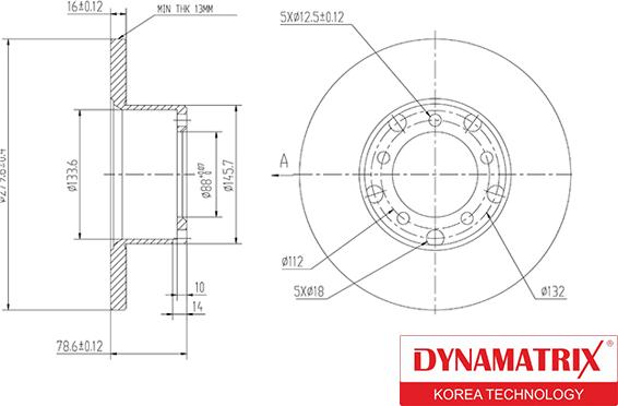 Dynamatrix DBD116A - Тормозной диск abcparts.ee