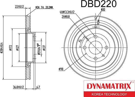 Dynamatrix DBD220 - Тормозной диск abcparts.ee