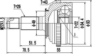 Dynamatrix DCV851003 - Комплект ШРУСа, приводной вал, шарнир abcparts.ee