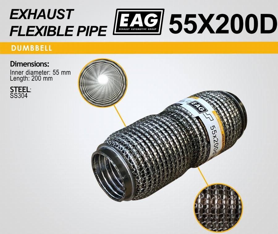 EAG 55X200D - Гофрированная труба, выхлопная система abcparts.ee