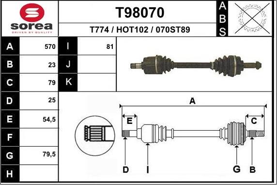 EAI T98070 - Приводной вал abcparts.ee