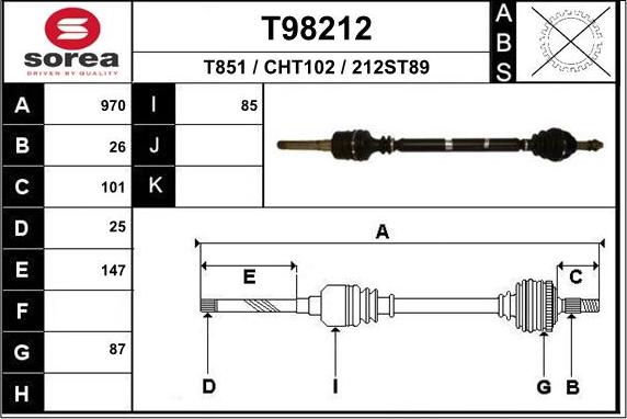 EAI T98212 - Приводной вал abcparts.ee