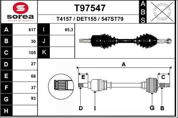 EAI T97547 - Приводной вал abcparts.ee