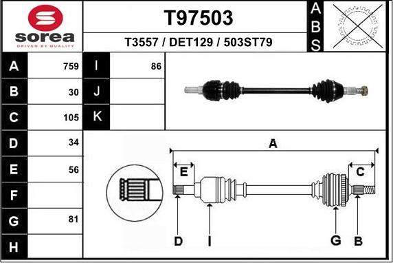 EAI T97503 - Приводной вал abcparts.ee