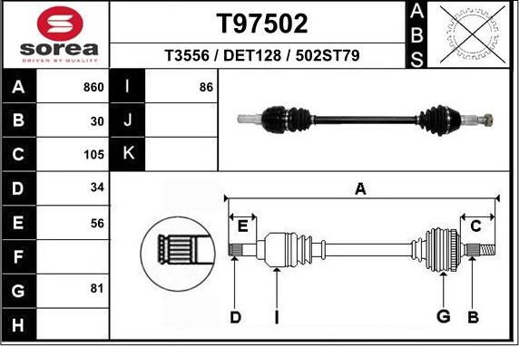 EAI T97502 - Приводной вал abcparts.ee