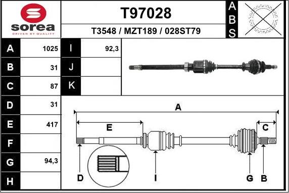 EAI T97028 - Приводной вал abcparts.ee