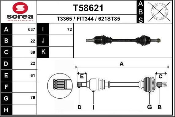 EAI T58621 - Приводной вал abcparts.ee