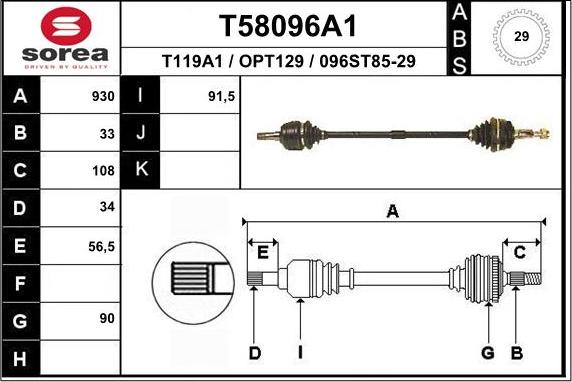 EAI T58096A1 - Приводной вал abcparts.ee