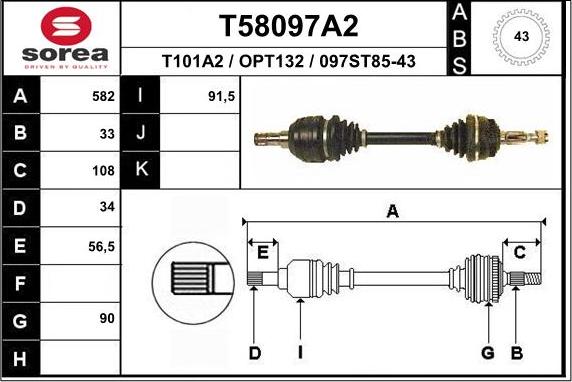 EAI T58097A2 - Приводной вал abcparts.ee