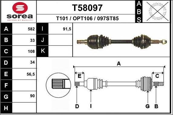 EAI T58097 - Приводной вал abcparts.ee