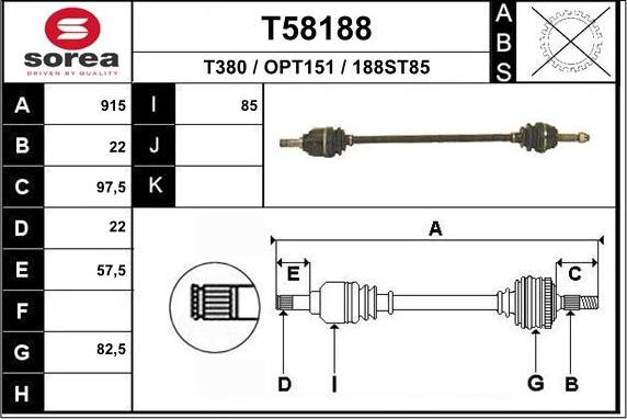 EAI T58188 - Приводной вал abcparts.ee