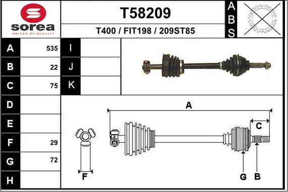EAI T58209 - Приводной вал abcparts.ee