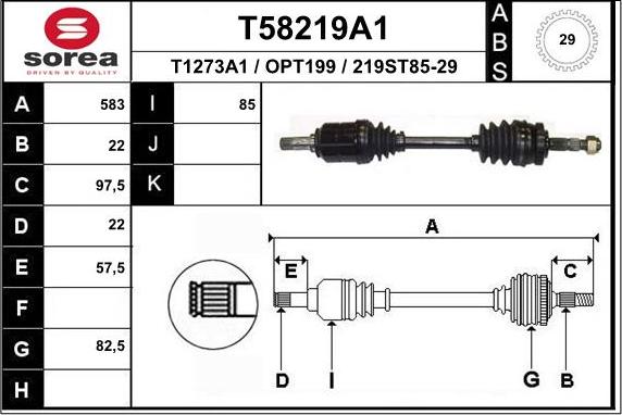 EAI T58219A1 - Приводной вал abcparts.ee