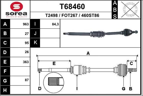 EAI T68460 - Приводной вал abcparts.ee