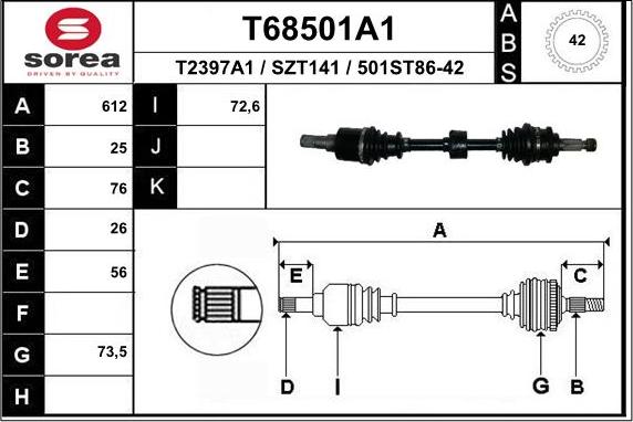 EAI T68501A1 - Приводной вал abcparts.ee