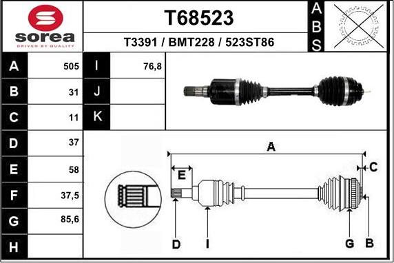EAI T68523 - Приводной вал abcparts.ee