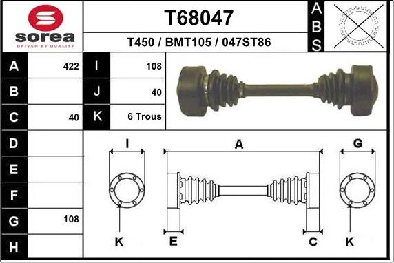 EAI T68047 - Приводной вал abcparts.ee